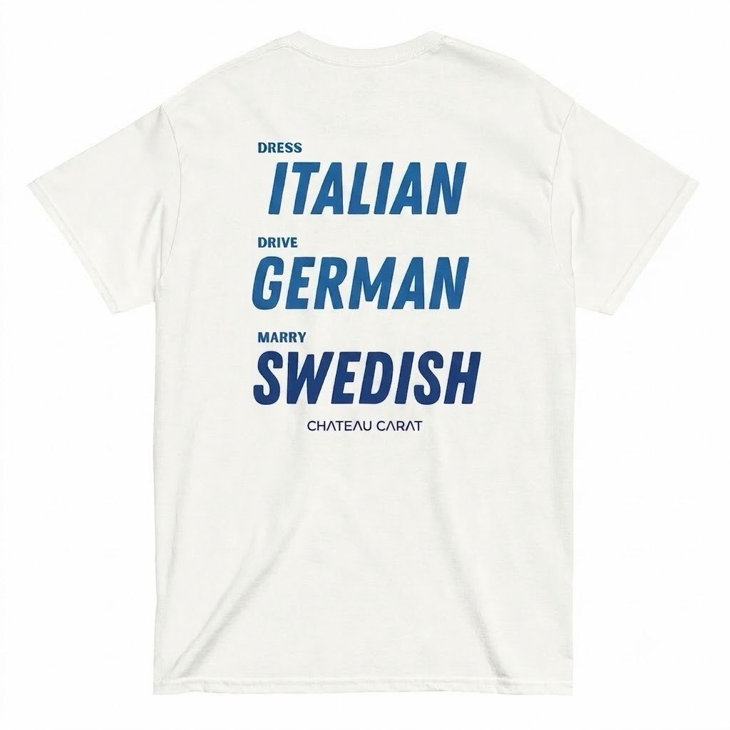 DRESS ITALIAN, DRIVE GERMAN, MARRY SWEDISH